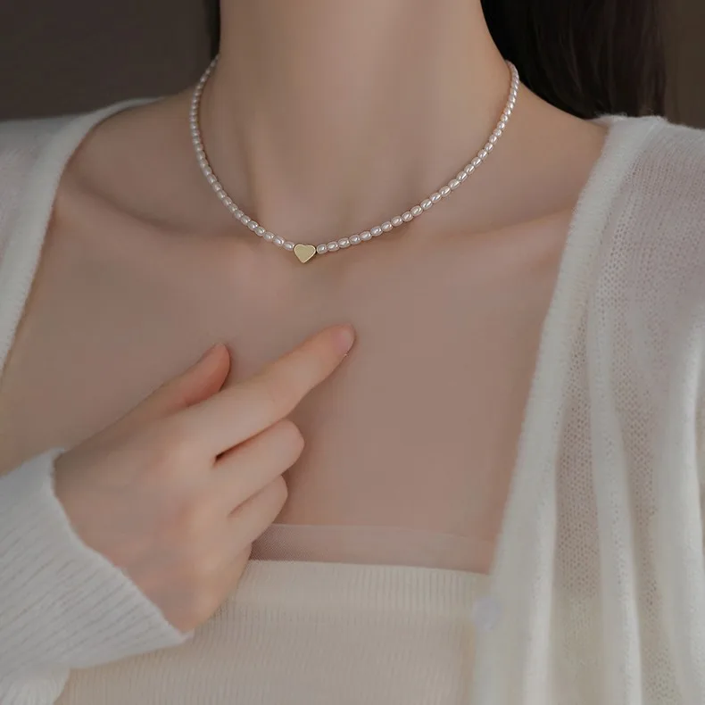 

Высококачественные натуральные пресноводные жемчужины, романтическое сердце, 14-каратное золотое покрытие, женские цепочки-ожерелья, ювелирные изделия, свадебные подарки для женщин