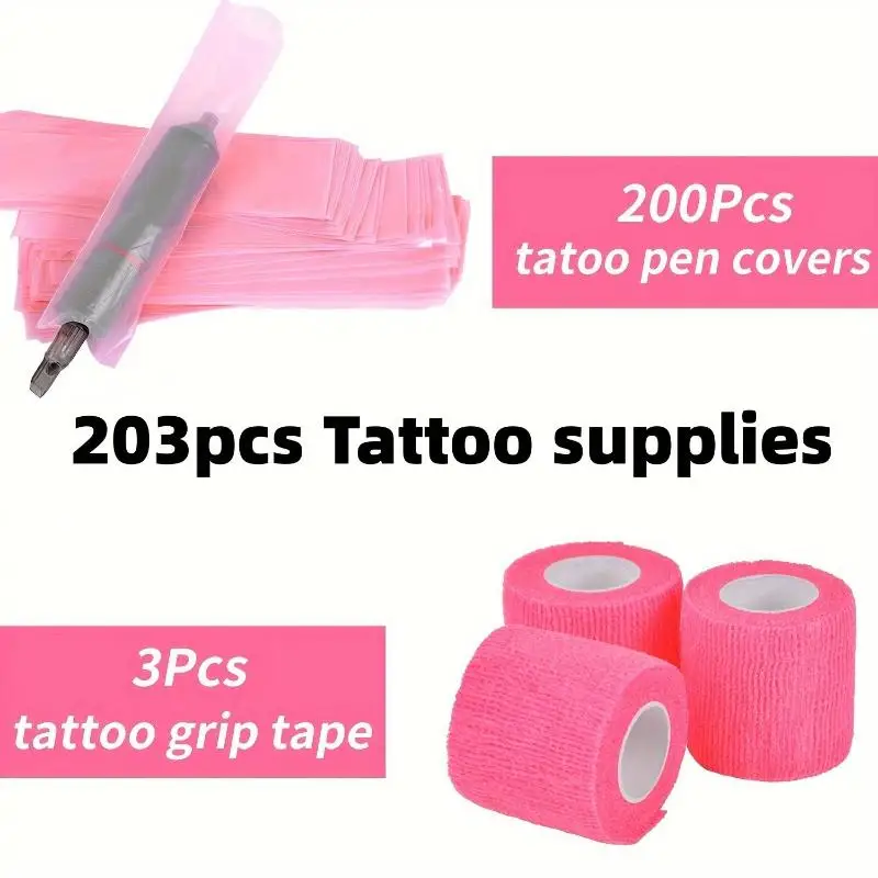 

200Pcs Tattoo Pencil Sleeve Bag Covers 3Pcs Bandage Practice Tattoo Sets Microblading Supplies For Artists