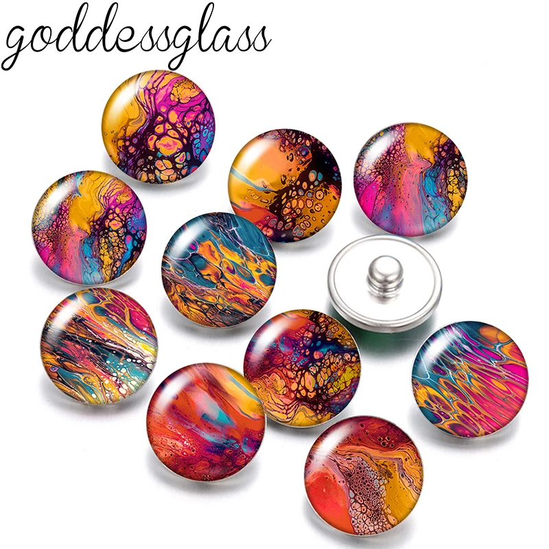 New rotated Patterns Gradient Colors 10pcs Round photo 12mm/18mm snap buttons for 12mm/18mm snap necklace DIY findings jewelry