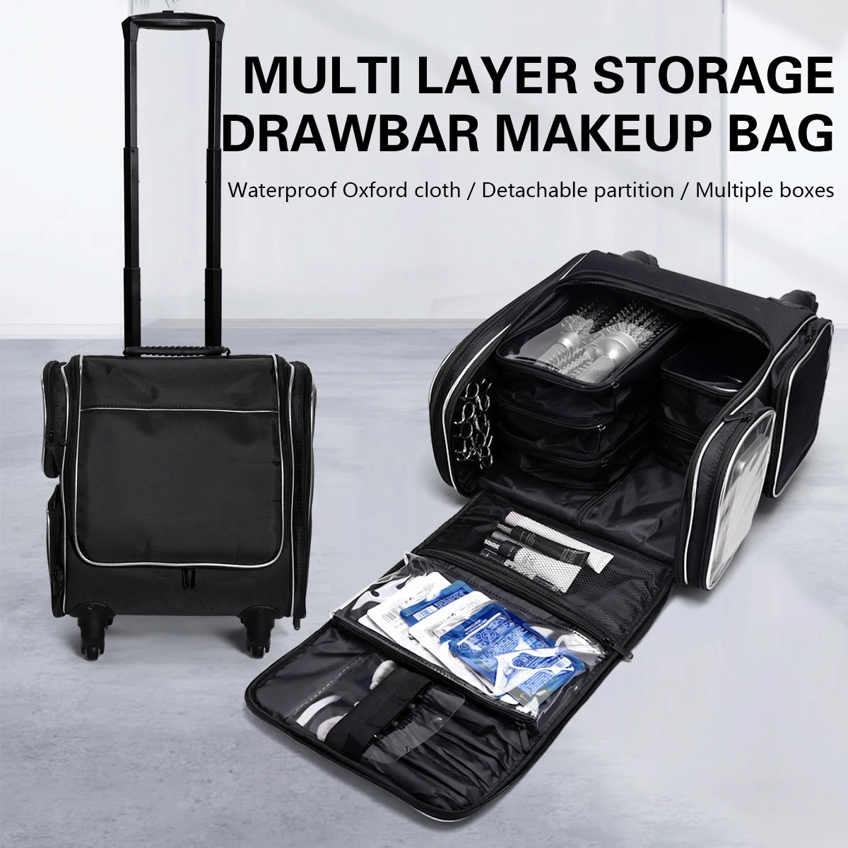 

Draw Bar Box Bring five small bags Makeup Artist Manicure Hairdresser Barber Suitcase Canvas Beauty Storage Trolley Tools