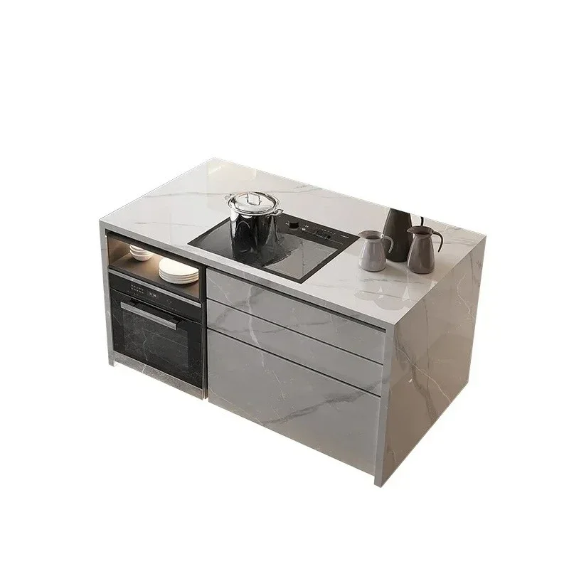 

A26 Single island counter bar table integrated rock slab kitchen countertop western kitchen multi-functional guide table cabinet