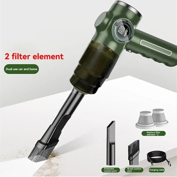 

Car Vacuum Cleaner Wireless 29000pa 120w Handheld Collector Upgraded Battery Display Equipped with Dual Green
