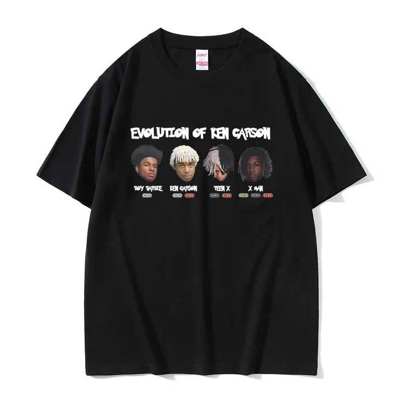 Evolution of Ken Carson Teen X  T-shirt Destroy Lonely T Shirts Playboi Carti Opium Tees Men Hip Hop Rap Oversized Short Sleeve