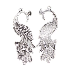 4pcs Charms Peacock 61x21mm Antique Pendant fit,Vintage Tibetan Silver color,DIY Handmade Jewelry