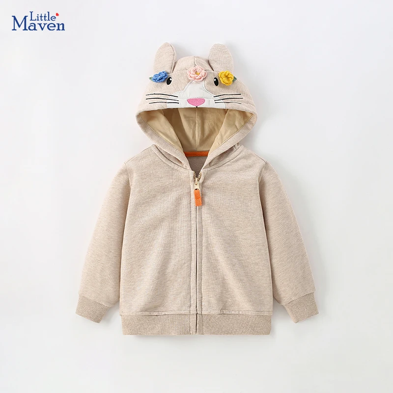 Little maven 2024 Autumn Baby Girls Clothes  Hoodies Cartoon Rabbits Sweatshirt Jacket for Kids Clothes Children's Clothing