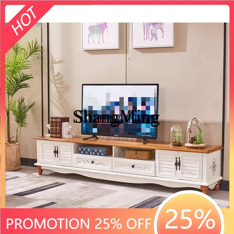 CL  advanced living room simple audio-visual TV sideboard home painted TV cabinet pastoral hand-painted