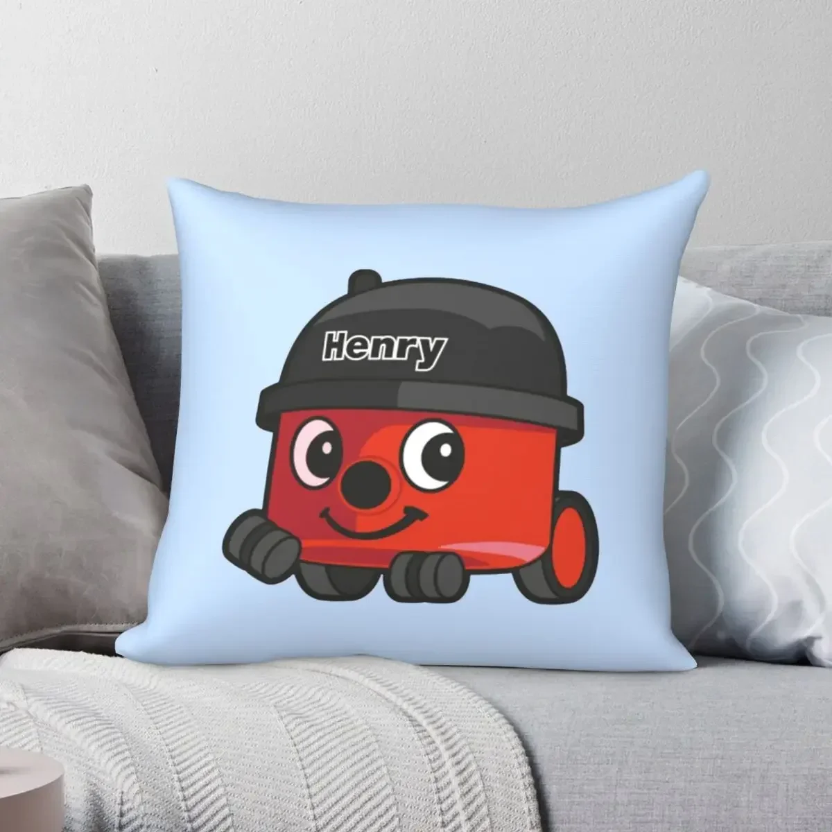 Henry Hoover Quadratischer Kissenbezug, Polyester-Leinen, bedruckt, mit Reißverschluss, Dekokissenbezug, Heimkissenbezug, 45 x 45 cm