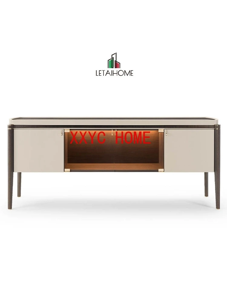 Italian Minimalist Dining Side PU Leather Hard Bag Storage Side Cabinet Light Luxury Furniture