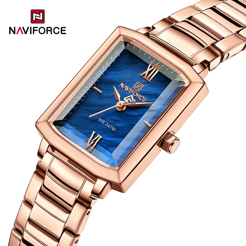 

NAVIFORCE женские повседневные кварцевые часы классические наручные часы с ремешком из нержавеющей стали квадратные женские часы простые часы Relogio Feminino