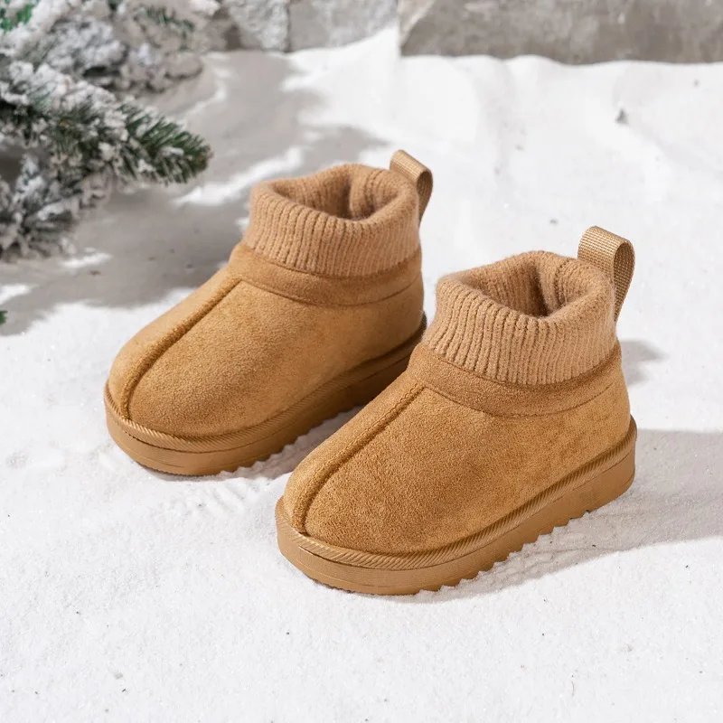 2026 Children Winter Snow Boots Baby Cow Suede Upper Warm Boots Boy Girls Quality Leather Boots Size 19-30
