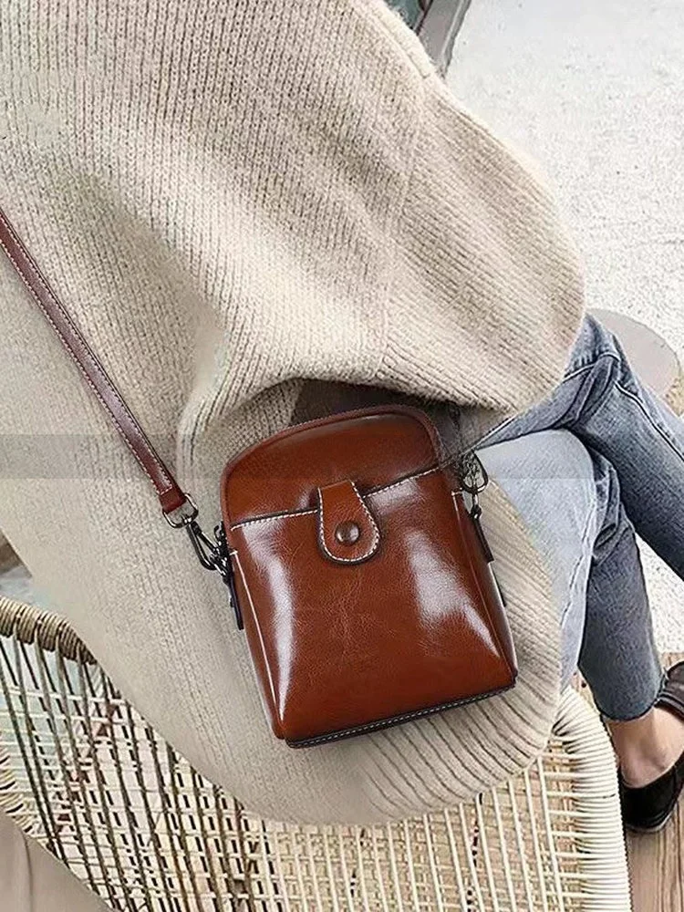 

Leather Phone Bag Women's Crossbody Bag Single oulder Versatile Summer New Sle Retro Artistic Sle Soft Cowhide Lea...