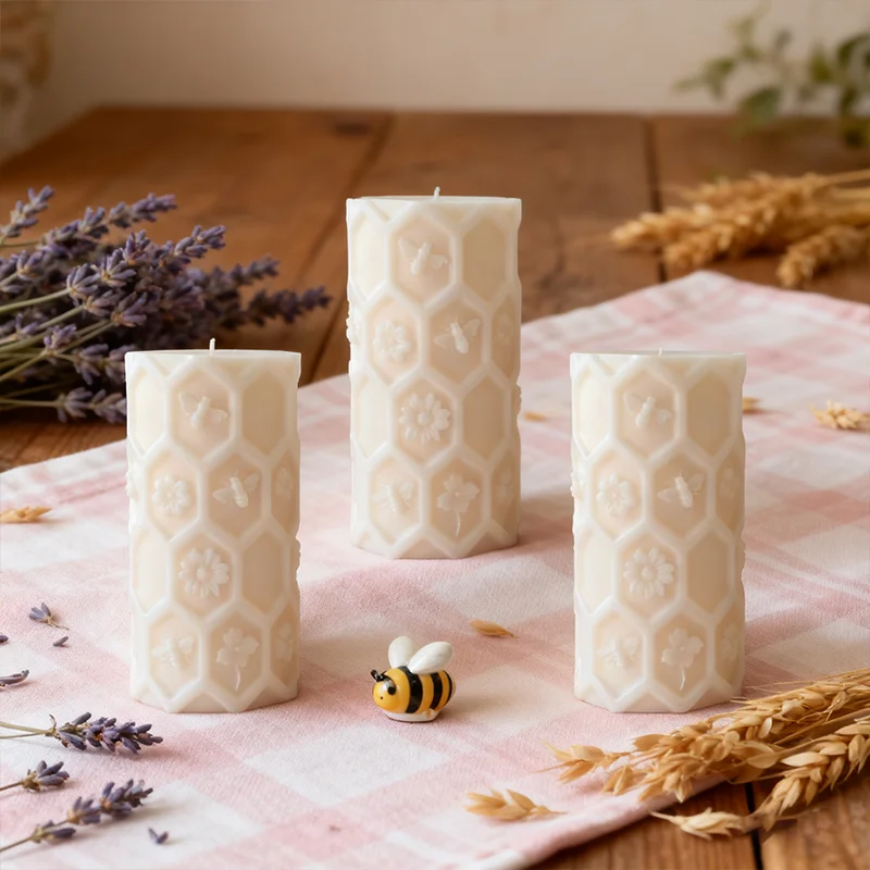 

Honeybee Cylinder Silicone Mold DIY Beehive Honeycomb Aromatherapy Candle Making Mould Handmade Soap Tool for Home Decor