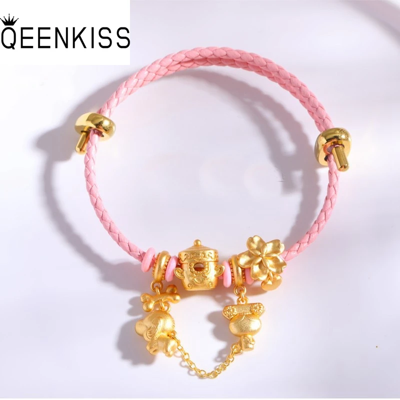 

QEENKISS AC529 Fine Wholesale Fashion Kid Girl Friend Party Birthday Wedding Gift Flower Dog DIY Bead Charm For Bracelet 1pc