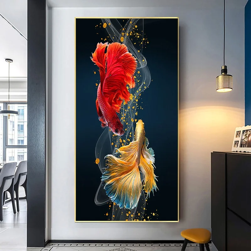 

DIY 5D full Diamond Embroidery,Round Diamond beads Goldfish Double Koi Living room decoration rhinestone beads Diamond painting