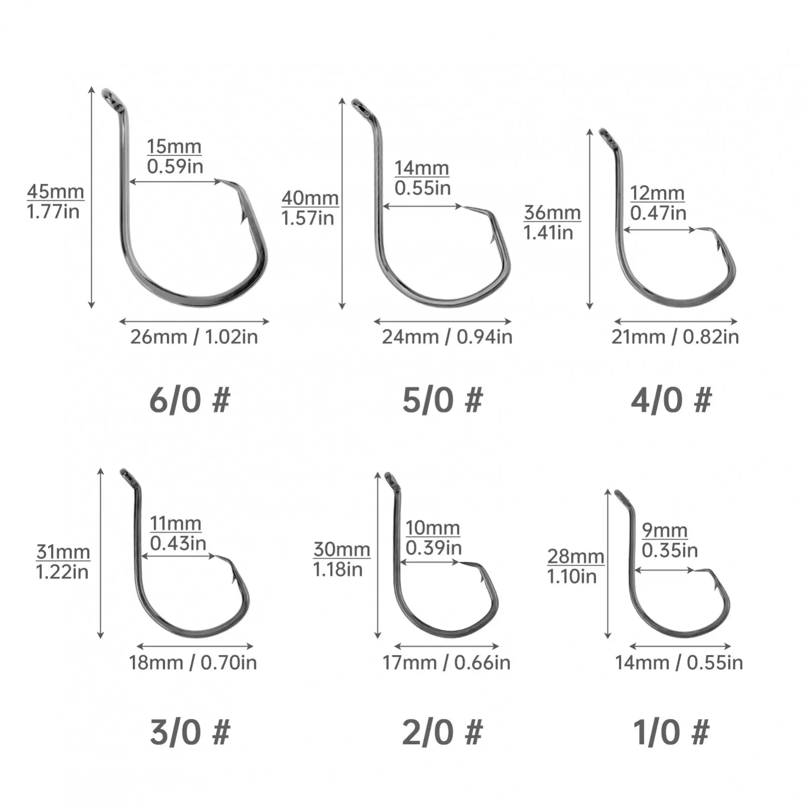 100pcs 1/0# 2/0# 3/0# 4/0# 5/0# 6/0# Octopus Circle Hook, Saltwater Offset Fishing Catfish Hooks