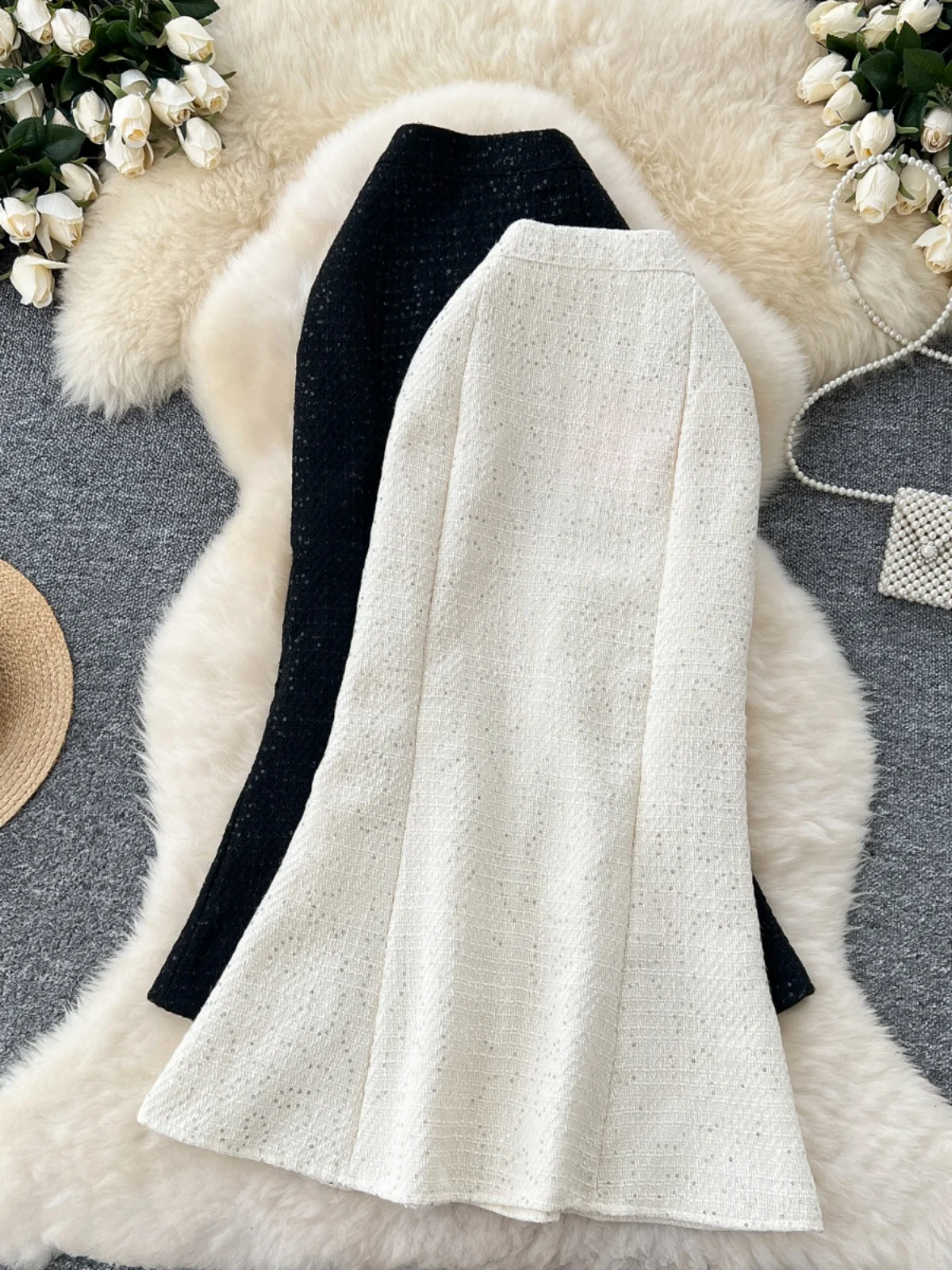 

Юбка для похудения с пайетками, женская плиссированная юбка премиум-класса из полиэфирного волокна с высокой талией, повседневная одежда