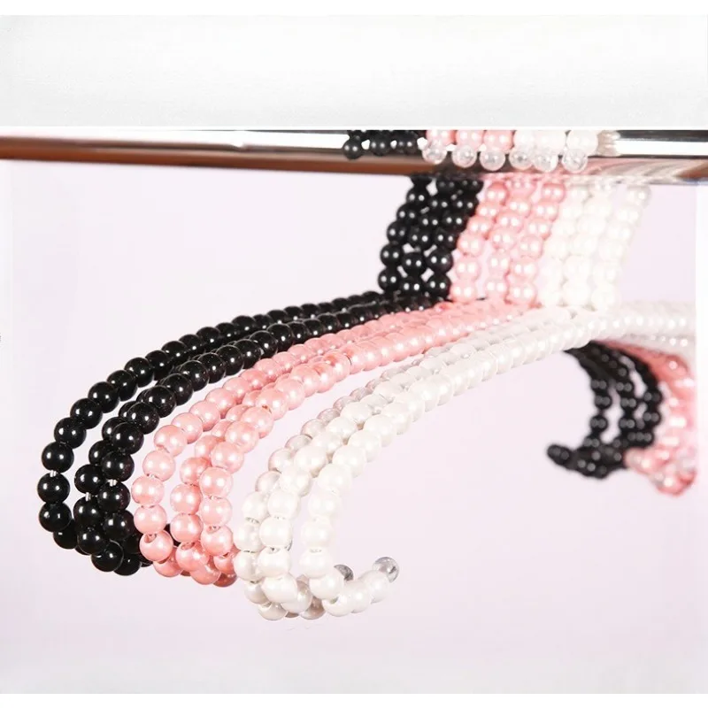 

1/2pcs Kids Pearl Beaded Clothes Hanger Elegant Wedding Clothes Dress Pants Hanger Coat Storage Organizer Adult Standard Hangers