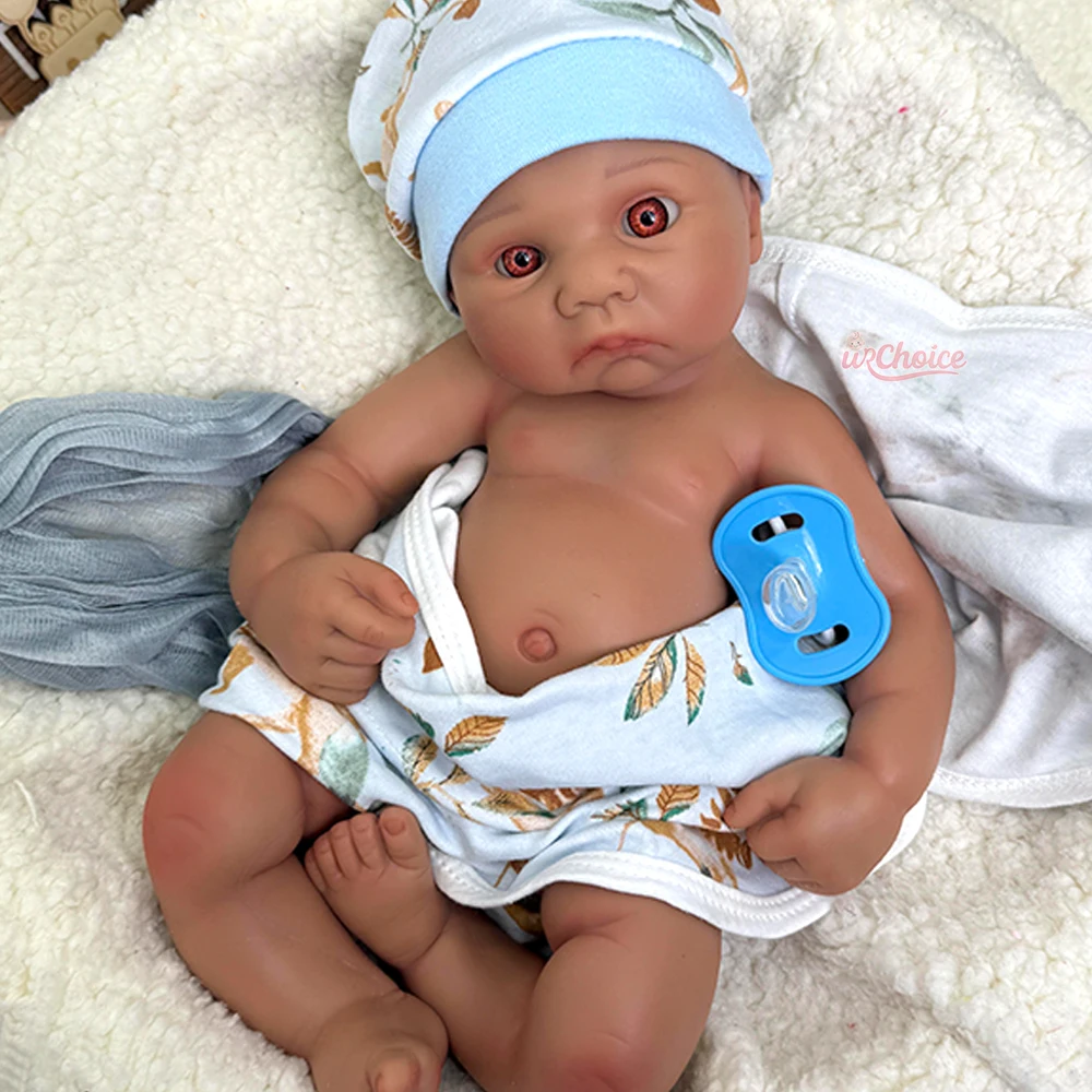 

Реалистичные 40 см мягкие силиконовые куклы Reborn для маленьких мальчиков, темная кожа, реалистичные видимые вены, куклы для новорожденных, коллекционные детские игрушки