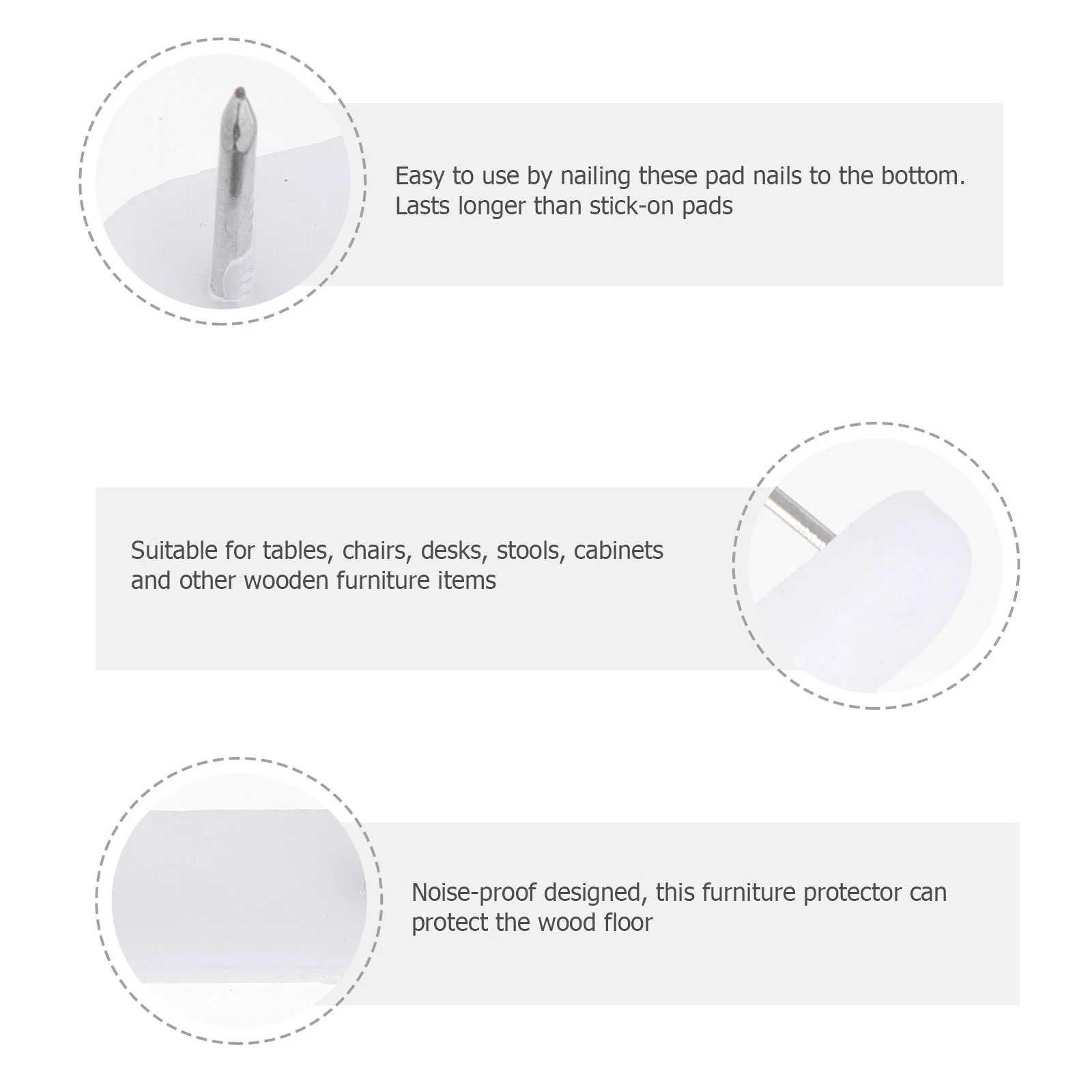 100Pcs Plastic Head Double Nails Furniture Feet Glide Chair Leg Pads Table Floor Protectors Wood Carpet Tiles Rubber Tips Metal image 5