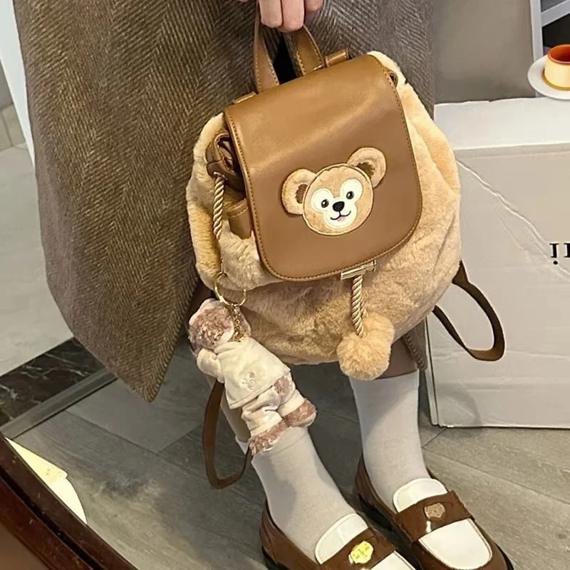 Disney Duffy Bear Leisure Backpack Children Girls Kawaii Creative Versatile Drawstring Anime Bag Cute Cartoon Handbag