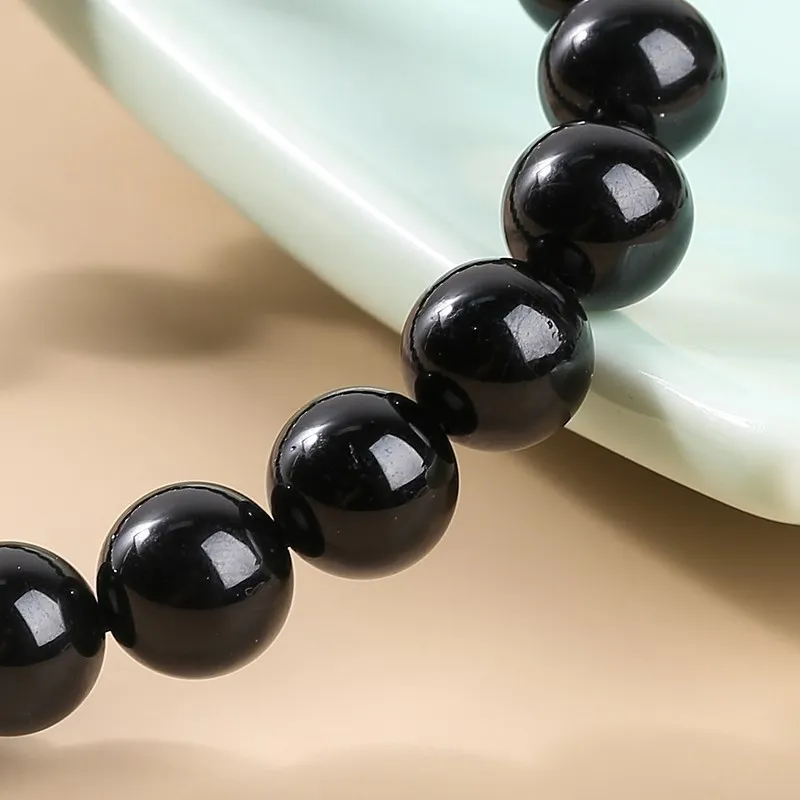 JD Natural Stone 7A Black Tourmaline Bead Bracelets Women Healing Crystals Chakra Yoga Meditation Jewelry Schorl Strand Bangles view 4