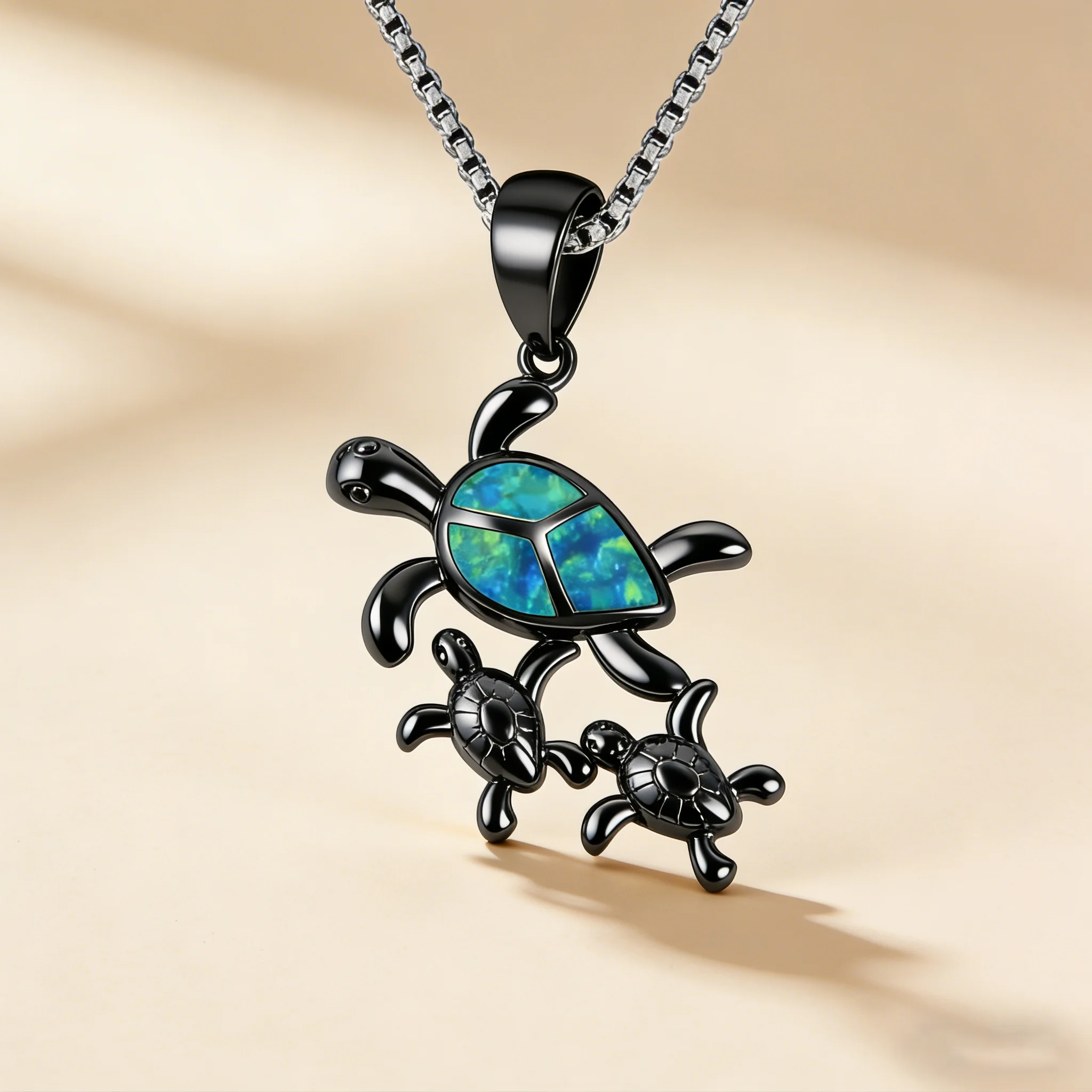 

Luxury Opal Turtle Pendant Necklace 925 Sterling Silver Fashionable Hawaiian Style Unisex Daily Accessory Party Gift Quality
