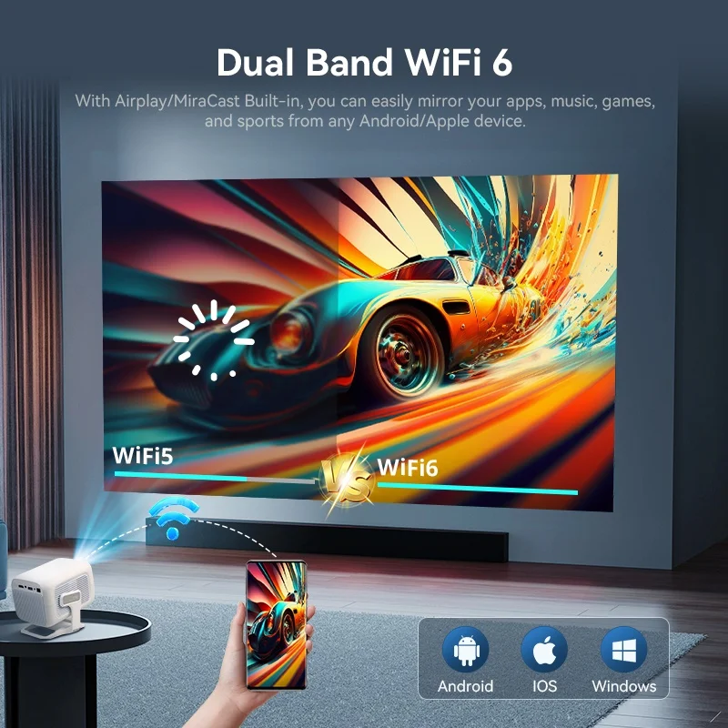 جهاز عرض DITONG X3Plus عالي الدقة أصلي 1080P يدعم 4K WIFI6 BT5.4 جهاز عرض أندرويد التركيز التلقائي جهاز عرض المسرح المنزلي