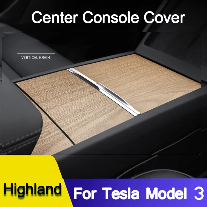 For Tesla Model 3 Highland 2024 Center Console Panel Sticker Wood Grain Film Carbon Central Control Cover Car Accessories