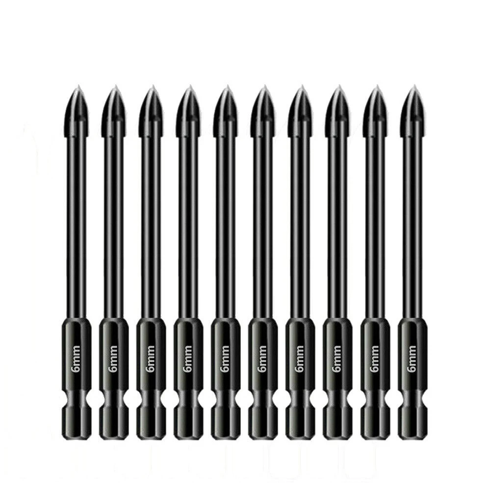 Imagem -03 - Spear Cabeça Brocas Tungstênio Metal Duro Porcelana Mármore Cerâmica Vidro Tijolo Hex Shank Ferramentas Manuais mm 10 Pcs Profissional