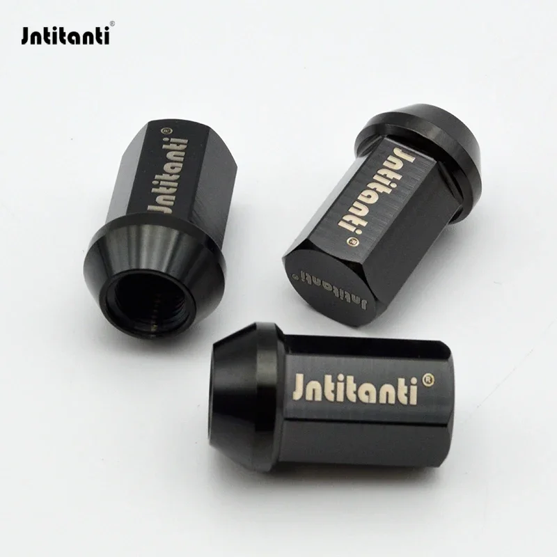 Jntitanti cone seat auto parts Gr.5 titanium car black wheel nut M12*1.25*35mm for Nissan,Greatwall,Geely,Subaru,Suzuki etc.