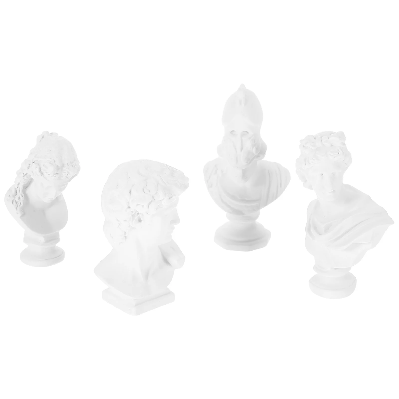 

4Pcs Mini Resin Bust Sculptures Greek Renaissance Statue Decorative Art Sketching Home Ornament Miniature Sculpture Decoration
