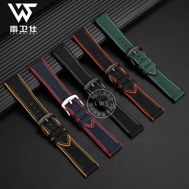 Quality rubber strap bracelet for Portugieser Pilots Mark 18 Portofino watch band Nylon pattern 20mm 21mm 22mm strap men For IWC