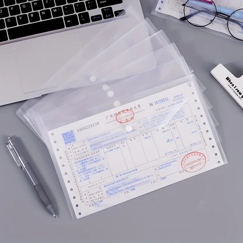 33Pcs Thickened Passport And ID Document Holder, Simple Receipt Organizer, Transparent Snap Button Bag, Stationery Sorting Bag