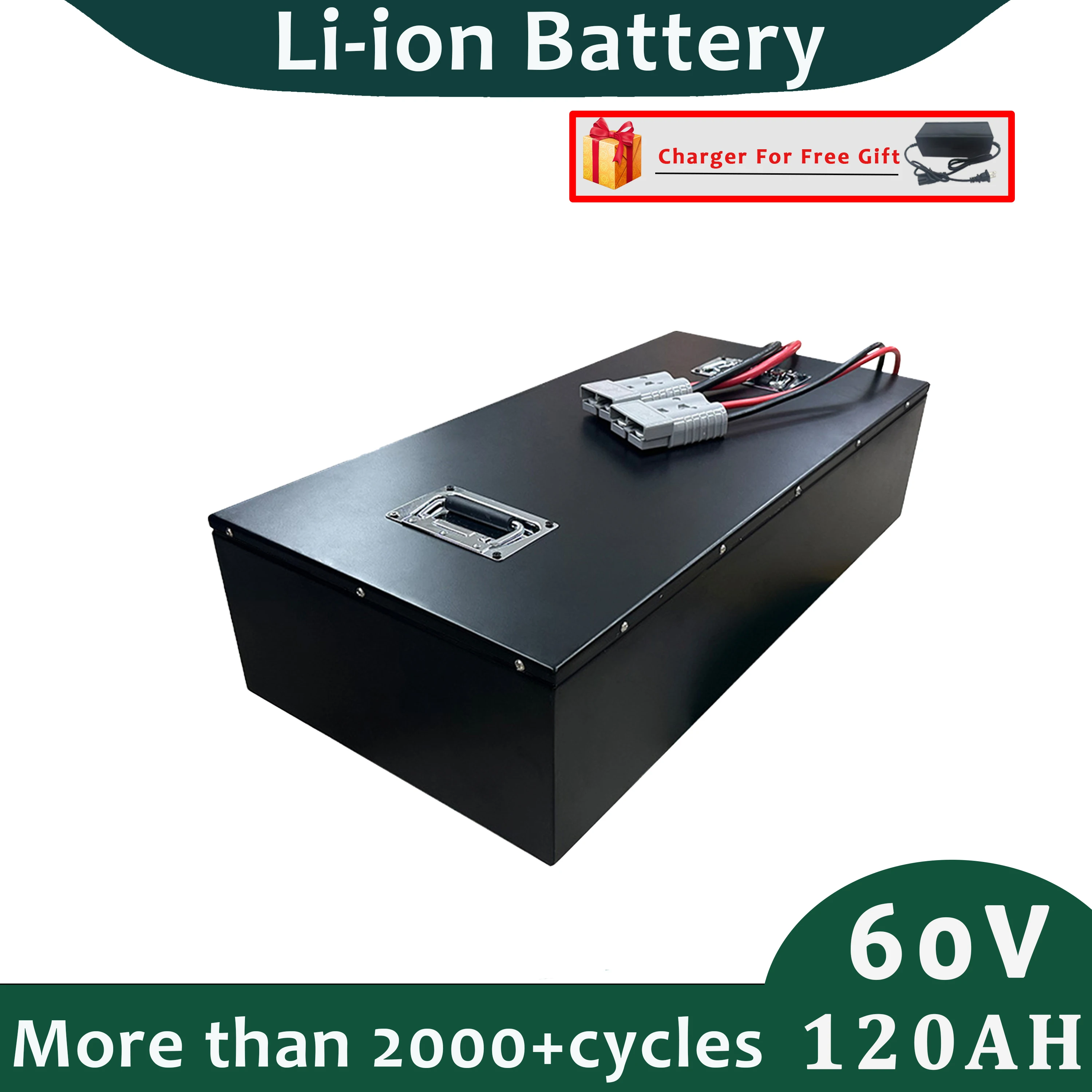 

60v 120Ah Lithium Ion Battery Pack For Electric Camper Boat Built in Smart BMS With 20A Charger