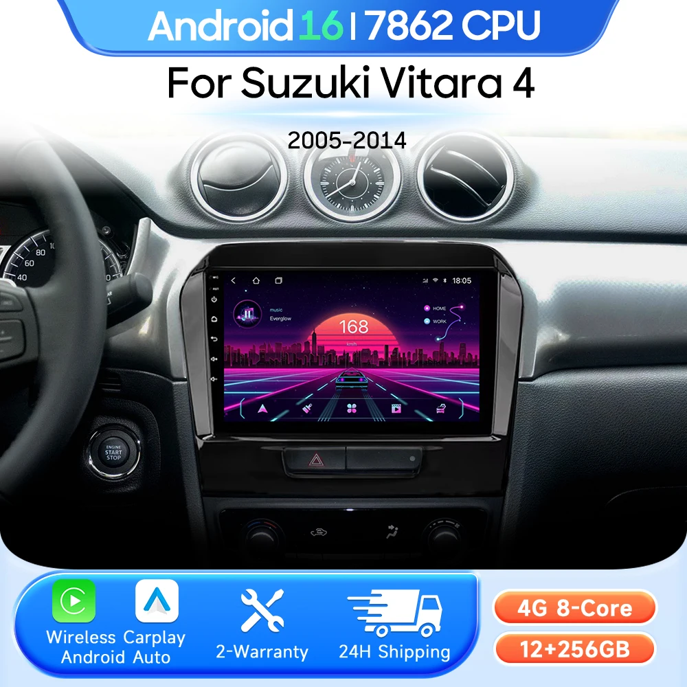 Reproductor Multimedia para Auto, para Suzuki Vitara 4 2014-2018, Android 16, Radio, Carplay, Auto 2din, GPS, Navegación, Estéreo, Video, Unidad Principal