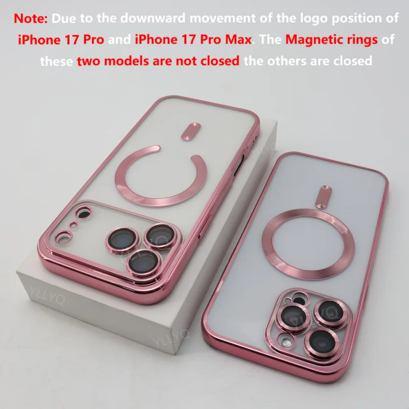 Capa Protetora Transparente Fina para iPhone 11 12 13 14 15 16 17, Incluindo Versões Pro Max e Plus, com Design em Rosa
