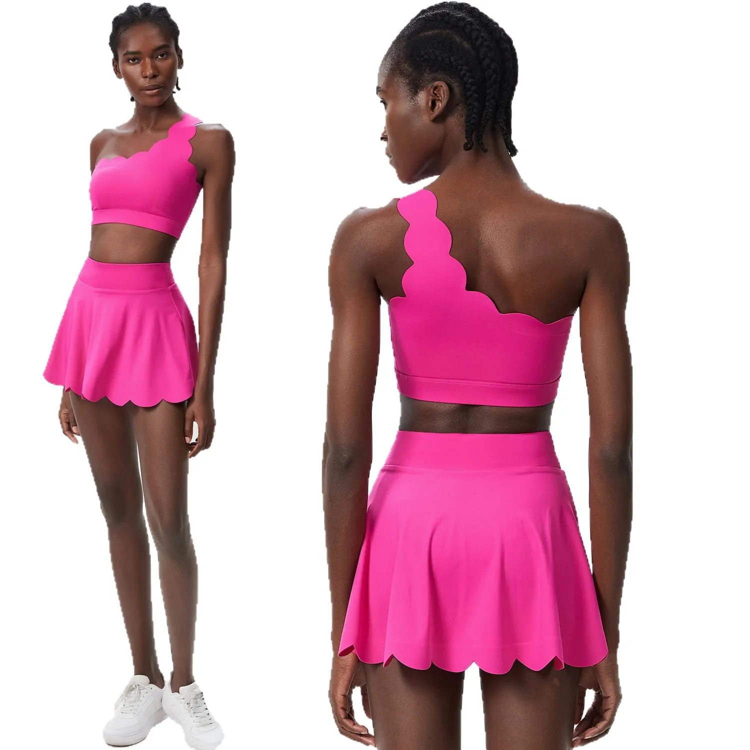 Women Two Pieces Fitness Yoga Set Summer Outdoor Running Suit Breathable Quick Dry Short Sportswear Female Tennis Clothes