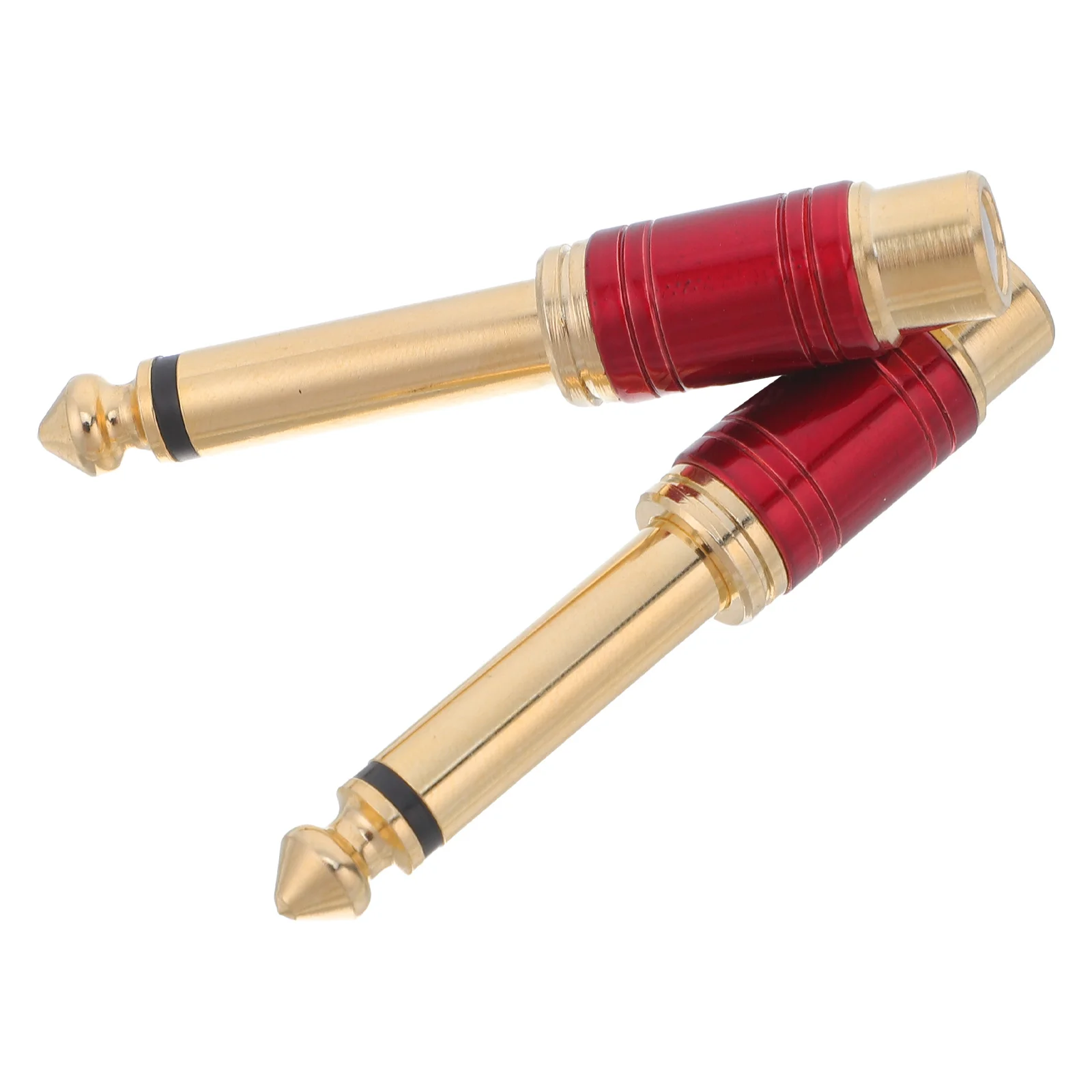 

2Pcs Audio Adapter 6.35mm Male to Female Jack Red Gold Plated Durable Connector for Studio Theater Dj Mic Headphone Cable
