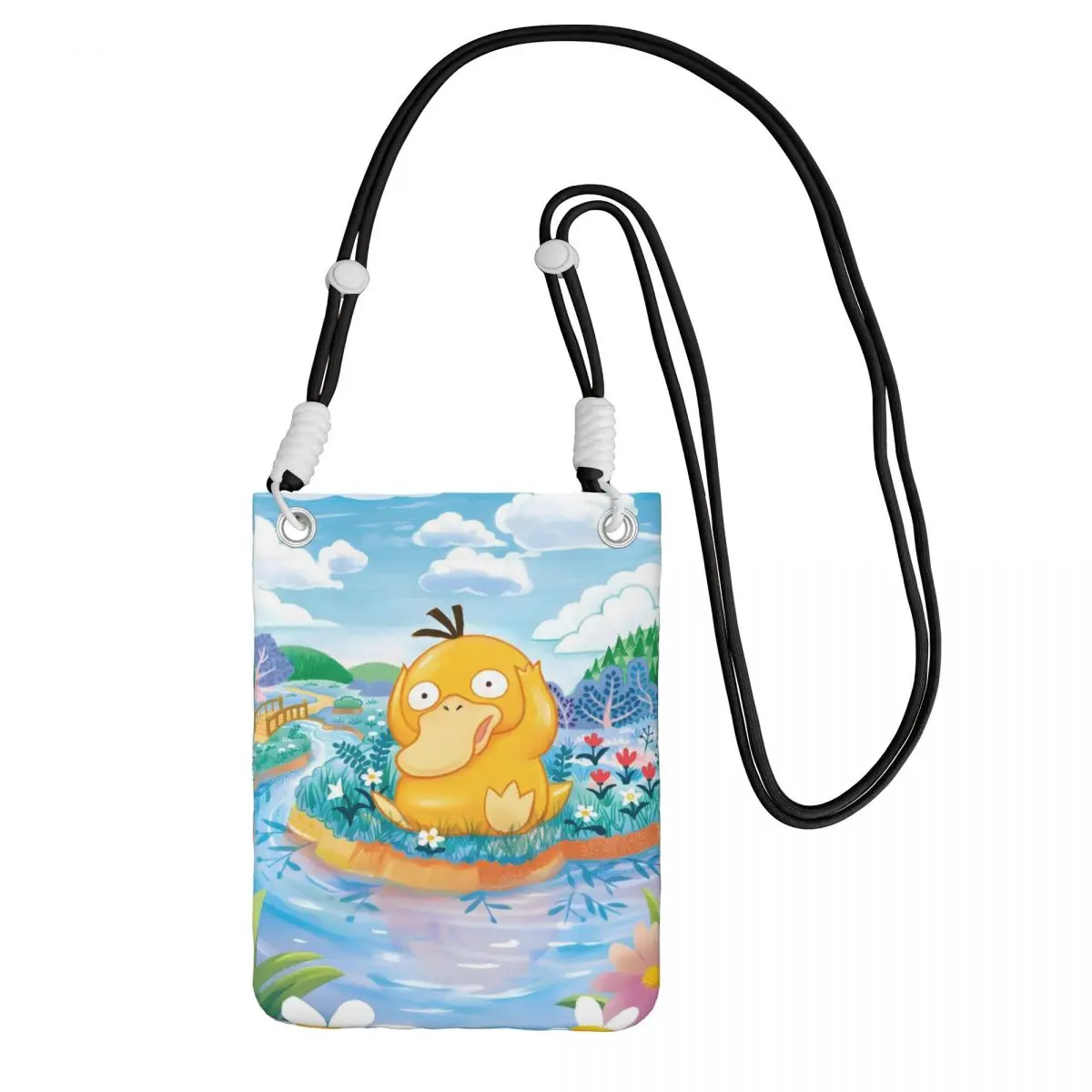 

Custom P-Psyducks Smart Phone Wallet With Strap Duck Animated Crossbody Bag Men Women Travel Hiking Mobile Phone Bag