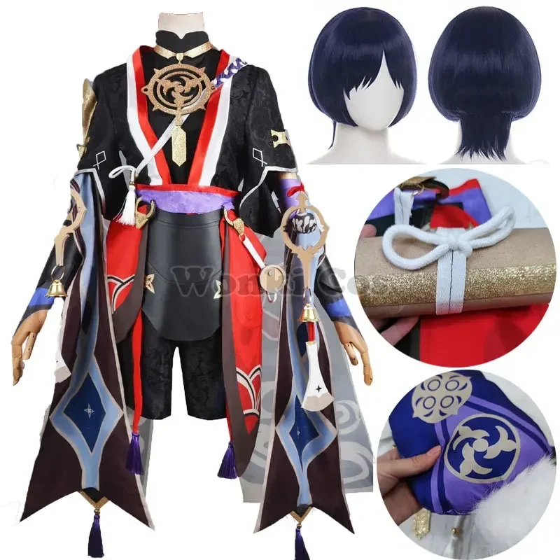 Scaramouche Cosplay Costume Wig Hair Game Impact Scaramouche Kunikuzushi Cosplay Costumes Kimono Outfits Full Set