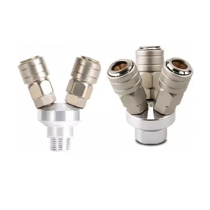 Quick Connector Air Compressor Manifold 2 Way 3 Way Quick Connect Multi Hose Coupler Fitting with High Strength