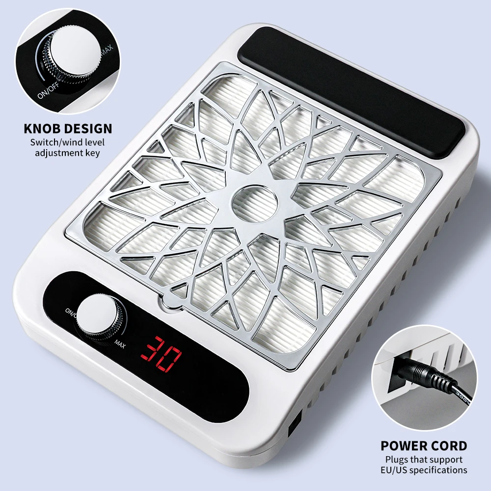 เครื่องดูดฝุ่นเล็บอันทรงพลัง เครื่องดูดฝุ่นขัดเล็บมืออาชีพพร้อมตัวกรองแบบถอดได้ เครื่องดูดฝุ่นสําหรับร้านทําเล็บ