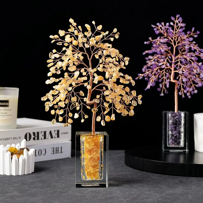 

Хрустальное денежное дерево: украшение для дома, статуэтка богатства для гостиной, декор для офисного стола, подарок на удачу