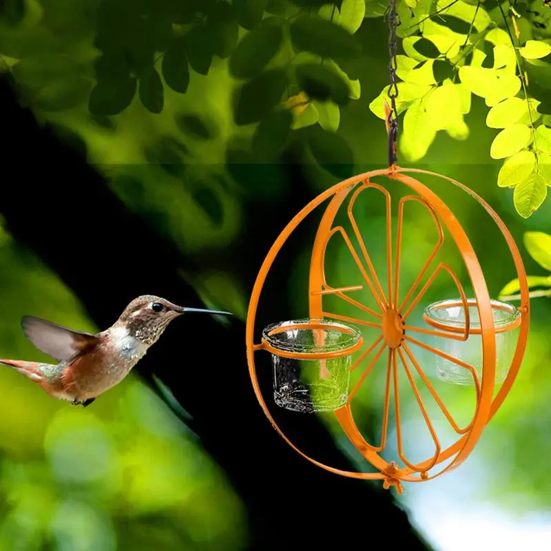 Humming Bird Feeders For Outdoors Hummingbird Feeders For Outdoors Hangable Orange Metal Bee-Proof Leak-Proof Feeding Supplies