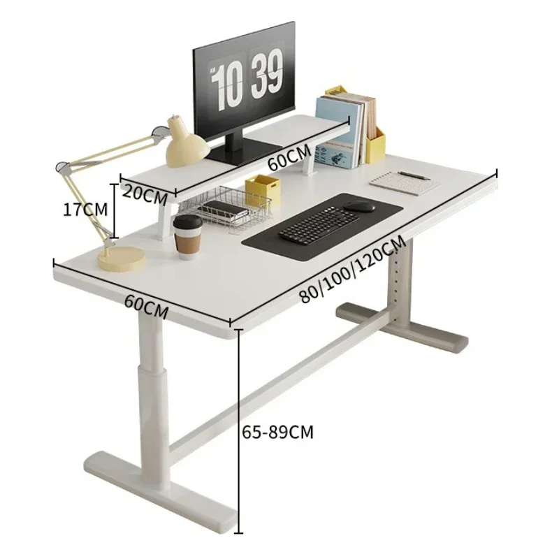 Lifting Computer Desk Office Learning Writing With Bookshelf Large White Table Writing Desk Game E-sports Table