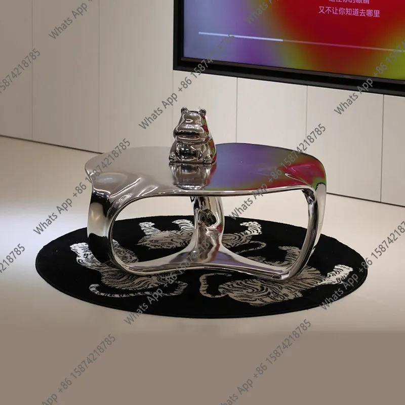cf Creative FRP electroplating stainless steel silver coffee table model room special-shaped irregular fashion