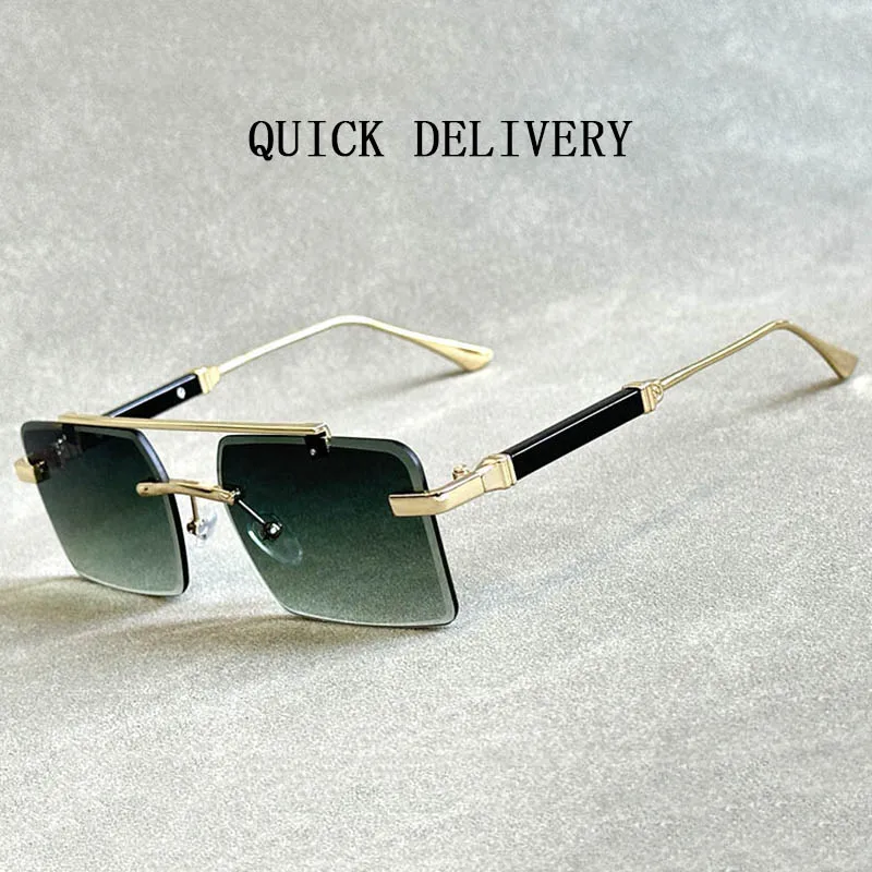 2024 Square Sunglasses For Men Rimless Fashion Glasses Vintage Oculos Sunglasses Gafas Brand Lentes Okulary Dropshipping Lunette