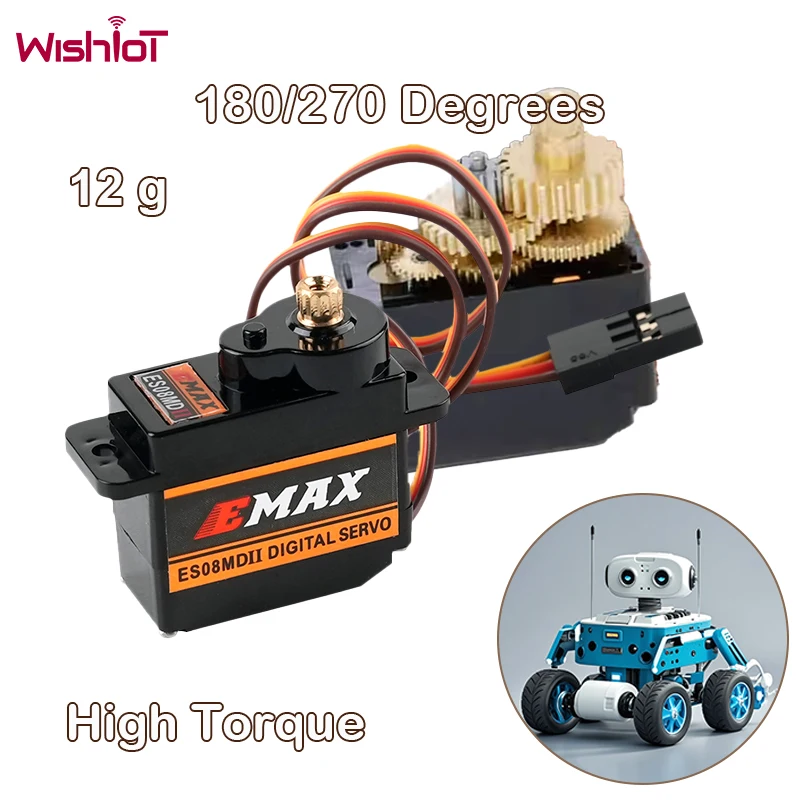 

12 г мини цифровой сервопривод EMAX ES08MD II с металлической шестерней и высоким крутящим моментом вперед 4,8-6 В для радиоуправляемого автомобиля, самолета, роботов, игрушек # Т3