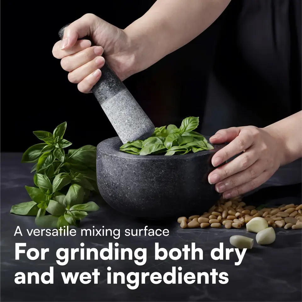 Mortier Et Pilon Marbre Granit 4 Pouces - Broyeur Épices Herbes Guacamole Pierre Verte