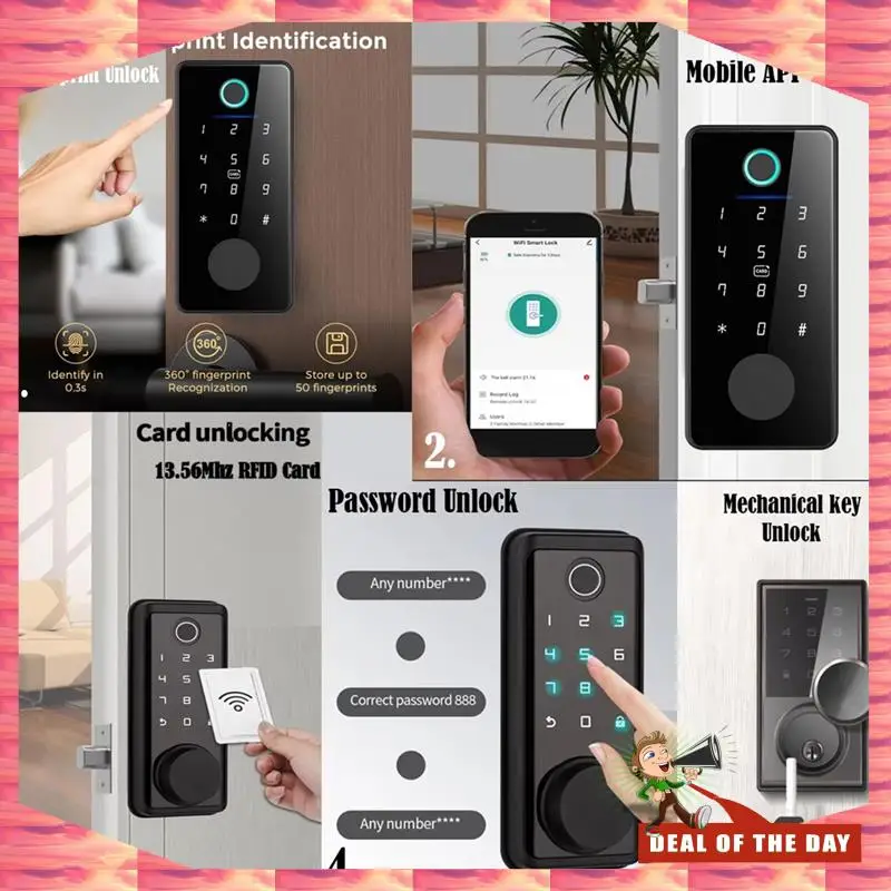 24-Hour Delivery Tuya App Remote Control Smart Door Lock Indoor House Electronic Lock Deadbolt Withkeys Lock